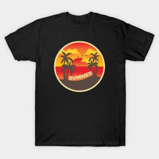 view of sunset in the summer beach T-Shirt